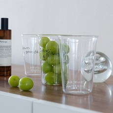 코스타노바 라세라미끄 클레어 레터링 글라스 컵 430ml, 믹스, 1개