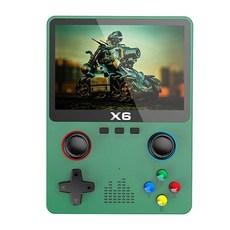 X6 레트로 휴대용 비디오 게임 콘솔 3.5 인치 IPS 스크린 포켓 플레이어 128GB 크리스마스 선물, 01 Green, 01 green