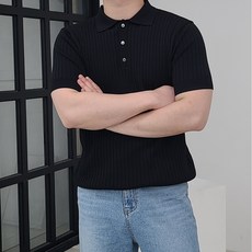 4Color 머슬핏 여름 남자 골지 니트 카라티 반팔