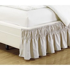[미국] Mk Collection Wrap Around Style Easy Fit Elastic Bed Ruffles Bed-Skirt Twin-Full Solid Beige Ne
