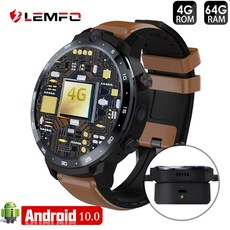 LEMFORM12 PRO 스마트워치 안드로이드 100 무선 프로젝션 4G 64G 페이스ID 듀얼카메라 GPS with Bank Power Smartwatch Men스마트워치, 01 brown