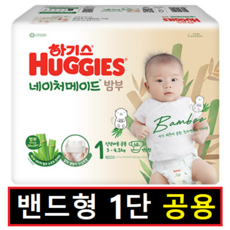 하기스 2024 네이처메이드밤부 밴드형 기저귀 남녀공용(3~4.5kg)