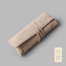 다도도구스틱 보관 파우치 휴대용 수저집 캠핑 면싸개 집게 케이스, 베이지, 1개