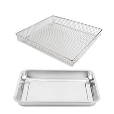 쿠진아트 에어 프라이어 바구니 및 트레이 스테인리스 스틸 오븐 바구니 베이킹 트레이 팬 Cuisinart TOA-060 TOA-065용-620, 1개