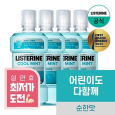 리스테린 쿨민트 마일드 구강청결제, 750ml, 4개