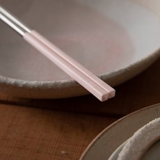 스텐304 스테인리스 젓가락 짧은젓가락 (Short 20.5cm) 집들이선물 부부수저, 1개, Cream Pink