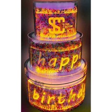 클럽 케이크 모형 생일케이크 조명 바 케익, 네온 라이트 케이크 카트 M