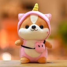 크리스마스 시바견 인형 작은 고백 루돌프 인형, 유니콘 시바견_25cm