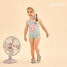 케어베어 여아용 러브어랏베어 원피스 스윔수트 + 수영모 세트