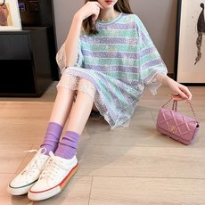 kirahosi 예쁜 롱 티셔츠 원피스 오버핏 히트 여름 패션 301호+덧신증정 CL6dgm9s
