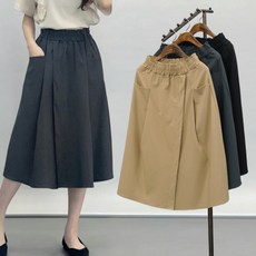 사라7351 세미플레어 셔링밴딩 a라인 미디스커트