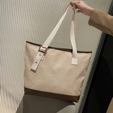 JHCO 백 포인트 배색 쇼퍼 가방 여성 토트백 숄더백 코듀로이