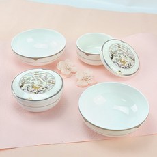 [행남자기] 금비골드 단반상기 6p 공기 뚜껑 대접 예물 예단