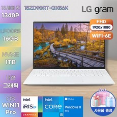 LG 전자 WIN11 노트북 LG gram 15ZD90RT-GX56K 가벼운 노트북 업무용 노트북, WIN11 Pro, 16GB, 1TB, 코어i5, 화이트