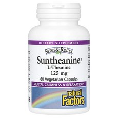 Natural Factors Stress-Relax Suntheanine l-테아닌 250mg 베지 캡슐 60정(캡슐당 125mg), Natural Factors Stress-Rela..., 1개, 60정
