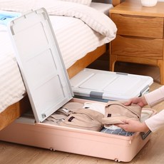 바미나래 침대 밑 언더베드 속옷 겨울옷 폴딩 리빙 박스 수납장 수납함 보관함, 높이18cm_그레이