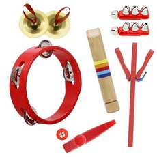 카주 카쥬 신기한악기 교육용악기 6 개 대 Orff 나무 탬버린 교육 악기 세트 탬버린 Castanet 플루트 심벌즈 Kazoo 손목 벨
