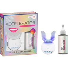 White Glo Accelerator 치아 미백 키트 민감한 및 잇몸을 위한 LED 조명 3개월 전문 치료 과산화탄소수소 파파야 파인애플 효소로 최고의 효과 미국 427332