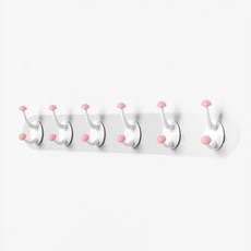 트랜드락 초강력 접착식 버섯후크걸이 무타공 주방욕실후크 6구, 2개, 피치핑크