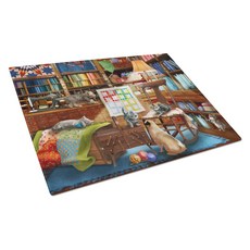 Caroline's Treasures PTW2063LCB Trouble in The Quilt Room Glass Cutting Board Large Decorative Temp, 1개