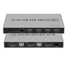 2 포트 디스플레이포트 KVM 스위치 4K@60Hz BolAAzuL 듀얼 포트 디스플레이포트 DP 1.2 KVM 스위처 2X1 4KX2K@60Hz 2K(2560X1440)@1, 2 포트 디스플레이포트 KVM 스위치 4K@60Hz,