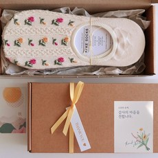 디어커들리 고급스러운 어린이집 선생님 설날 선물 덧신 세트, 플라워덧신3족 감사스티커, 2세트