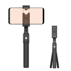 블루투스 핸드폰 휴대용 삼각대 리모컨 셀카봉 자유로운 각도 한손에쏙, 블랙, 1개
