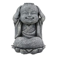 Ebros Feng Shui Zen 명상 일본 Jizo Monk on hotus 주식 동상 4 키 보살 부처님 부처님 (Bosatsu With Malas Prayer Beads), 본상품