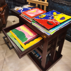 물감이동식나무박스