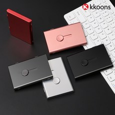 꾼스 심플 명함지갑 남성 명함집 자동 명함케이스, 1개, 블랙