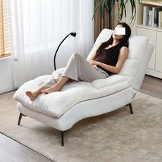 홈 레저 거실 베란다 테라스 안락의자 긴 리클라이너 싱글 소파 북유럽 인테리어, 밀키한 커피 컬러
