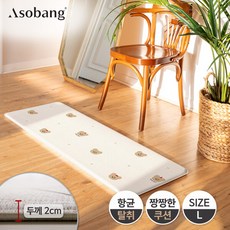 [아소방] 소엘 항균 주방매트 스마일베어 L (120x44x2cm), 단품, 1개