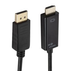 디스플레이 포트 HDMI 호환 비디오 오디오 케이블 DP 디스플레이 포트-HD 어댑터 컴퓨터 노트북 TV 모니터용 4K 케이블 1.8m, A, 1) Black, 1개