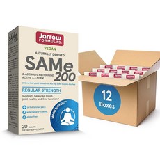Jarrow Formulas SAMe 200mg 관절 건강 간 기능 뇌 대사 지원 20정 최대 20일 분량 (12팩), 120정, 1개