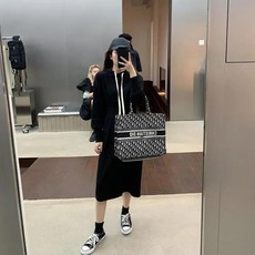 프모프르 후드 긴팔 원피스 여 루즈핏 날씬해 보이는 롱원피스 가을 겨울원피스