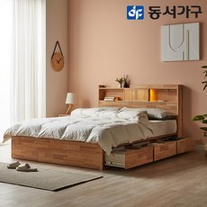 동서가구 이즈 우디 LED 원목 수납침대+본넬매트 Q IHD017, 내추럴, 단품