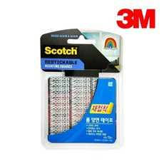 3M 스카치 재접착 양면 테이프 1.27cm X 1.27cm 72개, 3세트