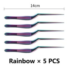 UPONMOON 레인보우 족집게 귀 벤딩 긴 지주 모양의 이비인후과 포셉 메이크업 도구, [02] 5 PCS Rainbow, 5개