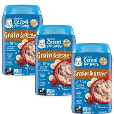 Gerber Grain & Grow 8개월 이상 유아용 오트밀 시리얼, 3개, 227g, 바나나딸기