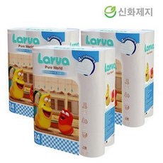 [K쇼핑](무료배송)라바 퓨어월드 프리미엄 4겹 화장지 3팩(24롤 x 3팩)