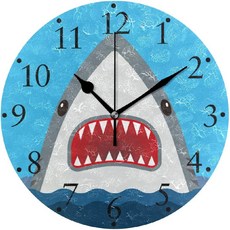 VIKKO 벽 시계 배터리는 9.4 홈 오피스 장식 시계 상어를 운영 Shark