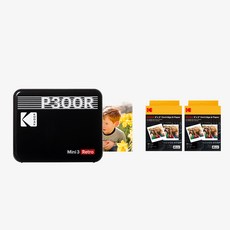 코닥 미니 3 레트로 P300R+카트리지 68매 번들 휴대용 포토프린터, P300R(블랙)+60매