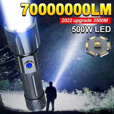 캠핑랜턴 7000000lm 500w led 손전등 usb 충전 플래시 라이트 3500m 고전력 led 손전등 줌 전술 롱 샷 토치, xhp360d, 1개, 1개