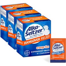 Alka-Seltzer Hangover Relief 발포성 숙취해소제 20테블렛 x 3개 @미국직구