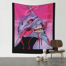 미술 태피스트리 Neon Genesis Evangelion EVA 6.66 일본 만화 영화 커튼 패브릭 포스터, 프린트 패턴, 130 x 152 cm