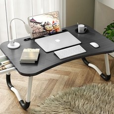 접이식 1인용탁자 베드테이블 침대테이블 휴대용책상 접이식 서랍형 좌식책상, 블랙