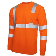 [해외직구]JORESTECH 안전 티셔츠 반사 높은 가시성 긴 소매 주황색 ANSI Class 3 Level 2 Type R TS-08 (, One Color