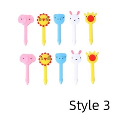 만화 동물 매너 도시락 장식 스틱 귀여운 과일 이쑤시개 미니, 1개, 3.Style 3