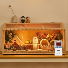 햄스터 케이지 정글리안 골든 led 조명 대형 100cm 우드 나무 미니 집 용품, 플랫탑모델 40x30x30, 1개