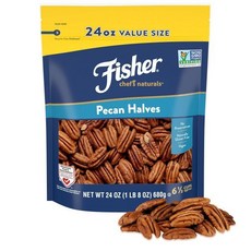 피셔 셰프의 천연 페칸 하프 24oz 재봉입 가능한 봉지 요리 베이킹 및 스낵 비건 단백질 케토 글루텐 프리, 1개